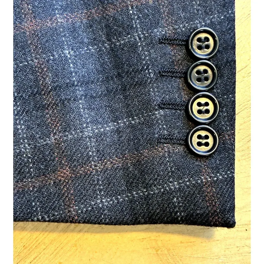 CANALI Gray Plaid Box Check 100% Wool Blazer Sport Coat Jacket US 38R S MINT